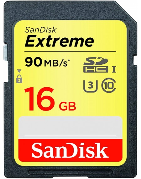 SD-CARD SANDISK EXTREME, SDHC 16 GB, FINO A 90 MB/SEC, CLASSE 10