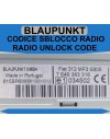 Codice sblocco radio auto Blaupunkt BP7389, Fiat 312 Nero MP3 SB05, 7 647 389 316,7647389316